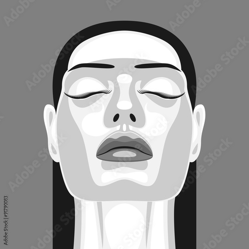 Retro Portrait of Vampire Woman in Noir Style