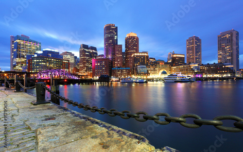 Boston Financial District at Sunset, Boston, Massachusetts, USA photo