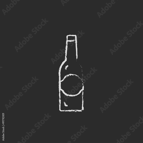 Glass bottle icon drawn in chalk.