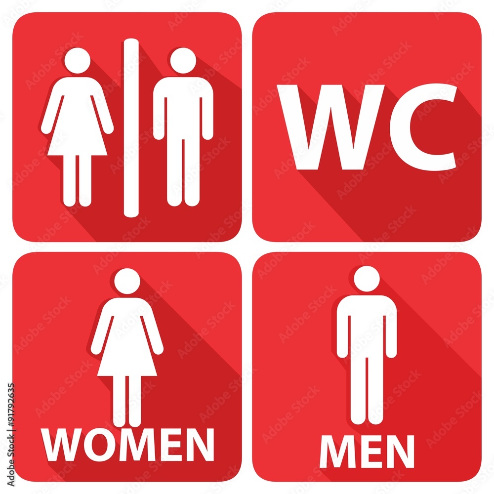 Toilet And Restrooms Sign Red Shadow Toilet And Restrooms Sign Red Shadow