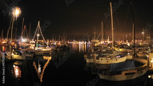 Wallpaper Mural Fast time lapse of fireworks at the annual Parade of Lights in Ventura Harbor, California. Torontodigital.ca