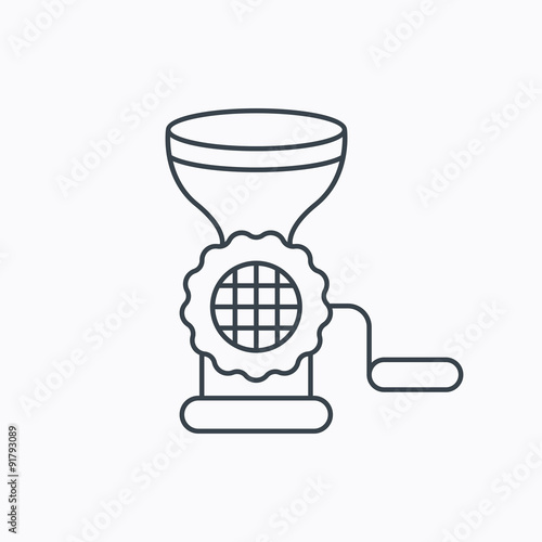 Meat grinder icon. Manual mincer sign.