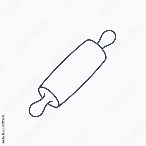 Rolling pin icon. Kitchen baker roller sign.