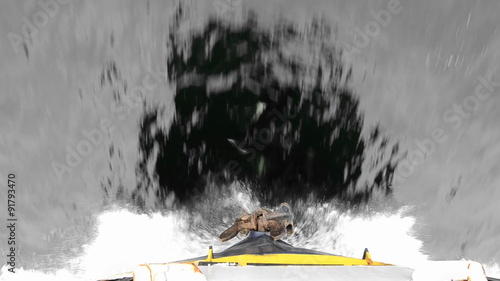 Dall porpoise riding the bow wake in Stephens Passage, Southeast Alaska. photo