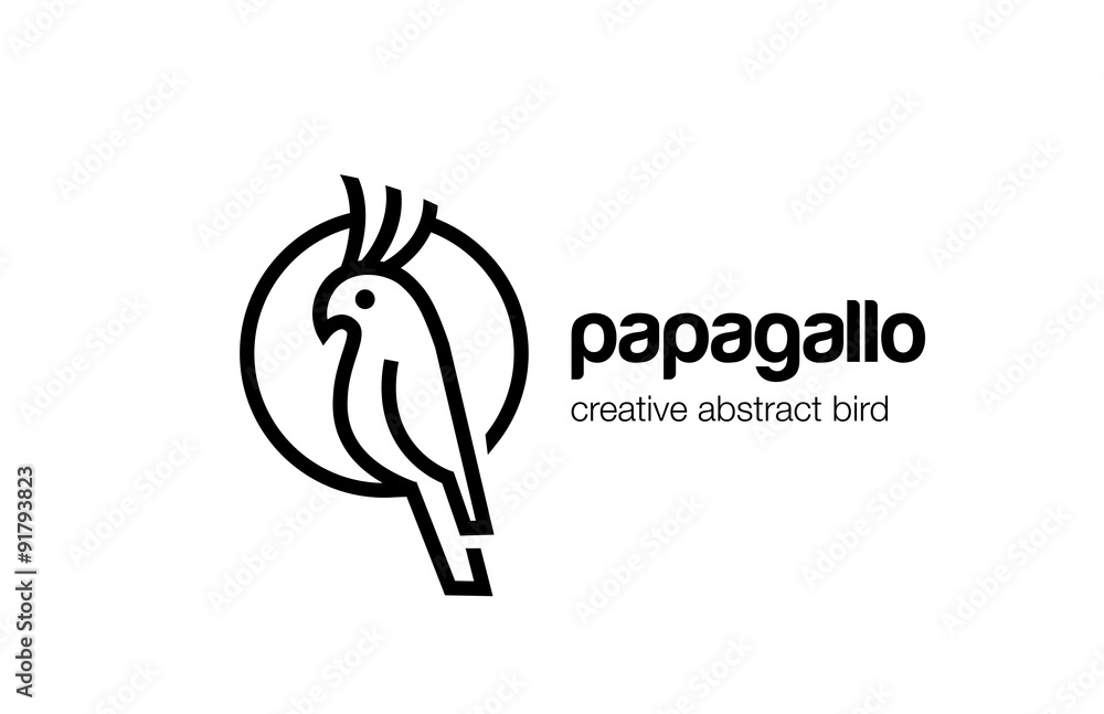 Naklejka premium Parrot Logo abstract linear outline design vector