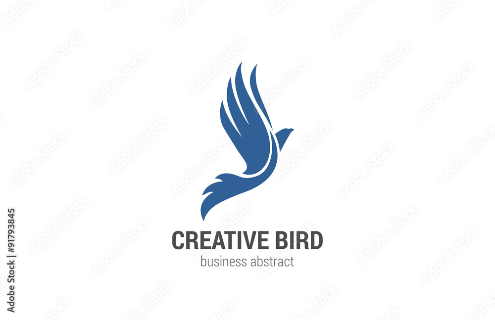 Obraz premium Flying Bird Logo abstract design vector template. Phoenix concep