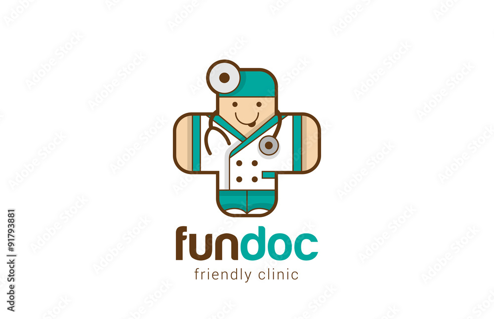 Funny Friendly Doctor Logo Medical Cross shape design vector Stock Vector | Adobe Stock Funny Friendly Doctor Logo Medical Cross shape design vector Stock Vector | Adobe Stock