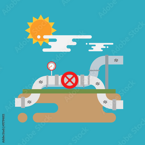 Vector concept of oil  pipes network  with valve