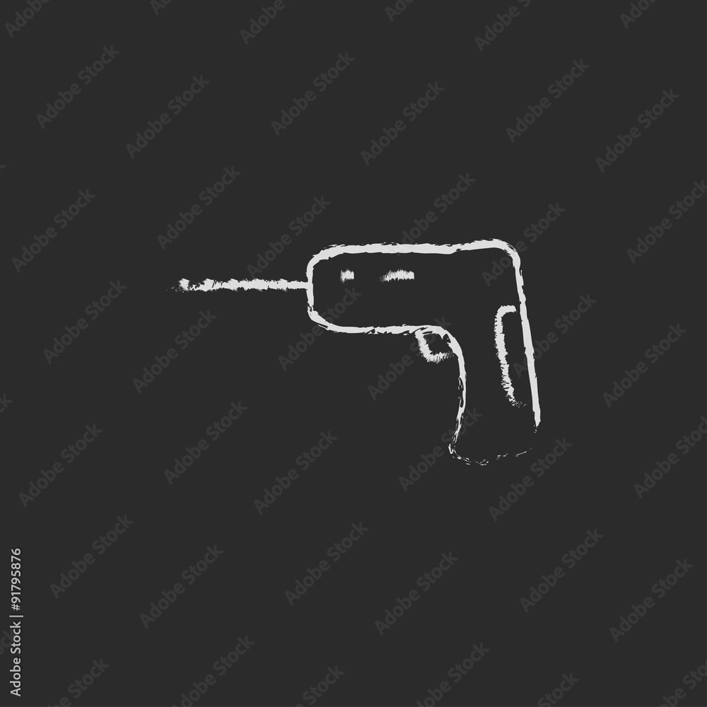 Hammer drill icon drawn in chalk. Hammer drill icon drawn in chalk.