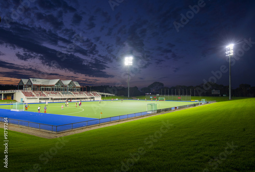 Sports field at night with lights