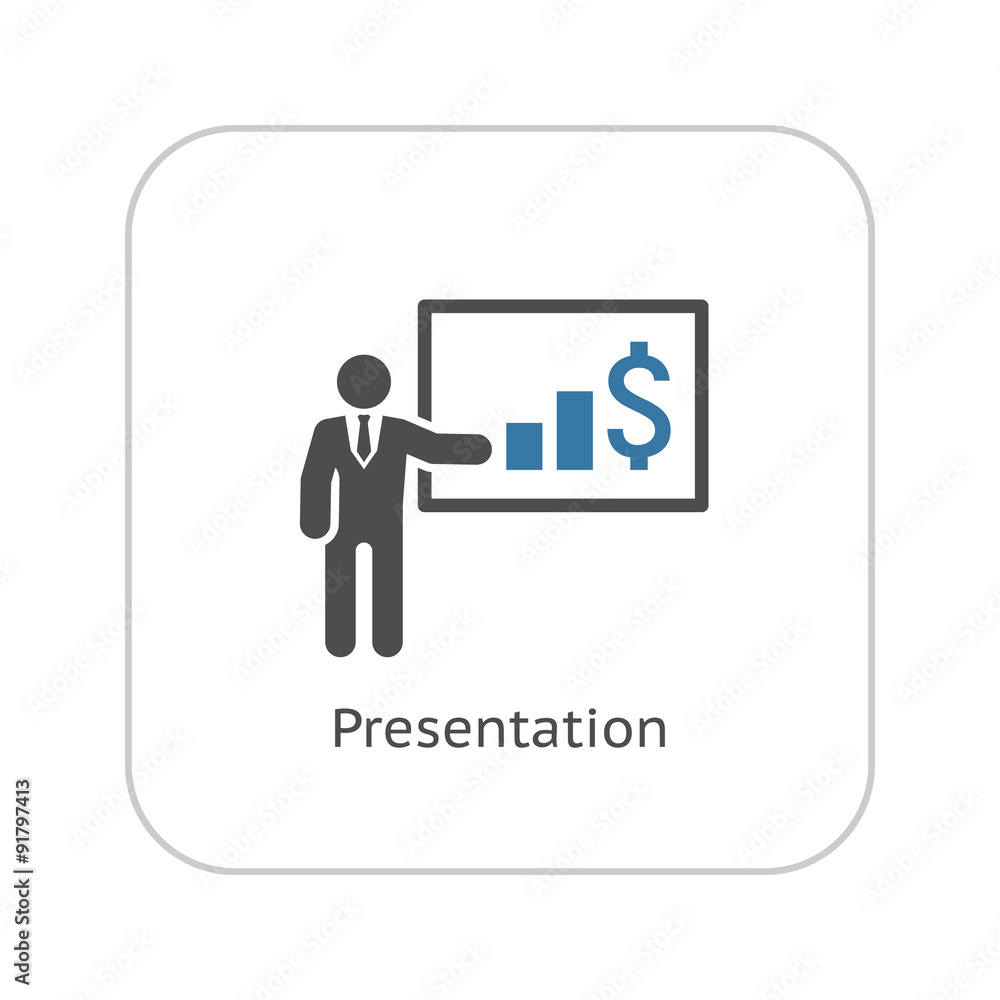 Presentation Icon. Business Concept. Flat Design. Presentation Icon. Business Concept. Flat Design.