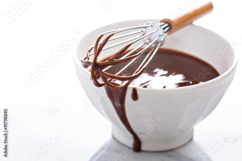 Melted chocolate in a bowl