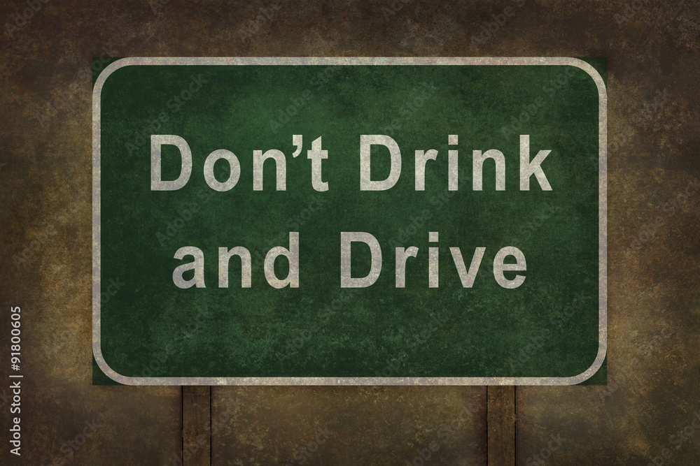 Don't Drink and Drive road sign with ominous treatment