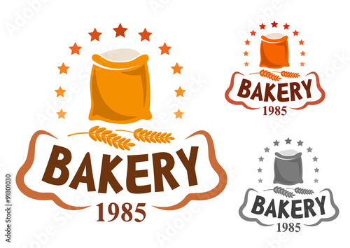 Bakery emblem with flour and wheat ears