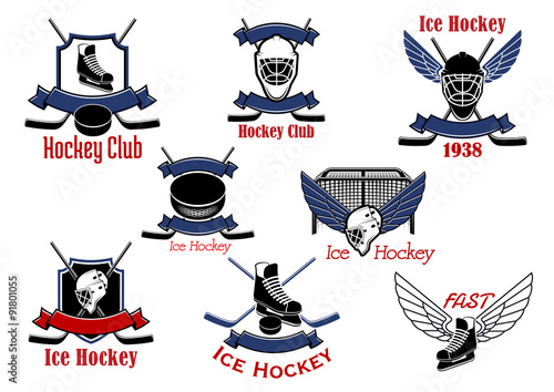 Ice hockey sport game icons and symbols