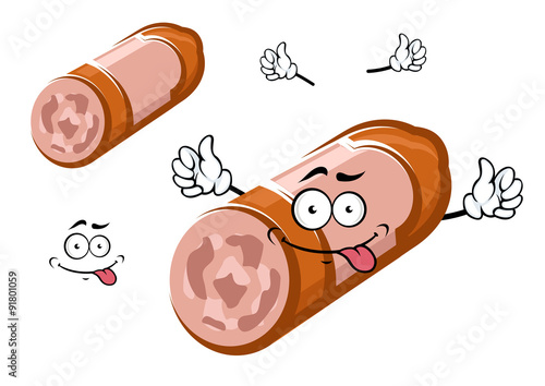 Cartoon bologna sausage stick character