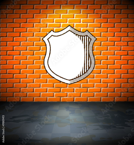 Shield on the brick wall