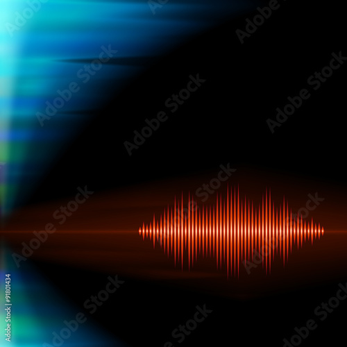 Orange sound waveform on polar lights background
