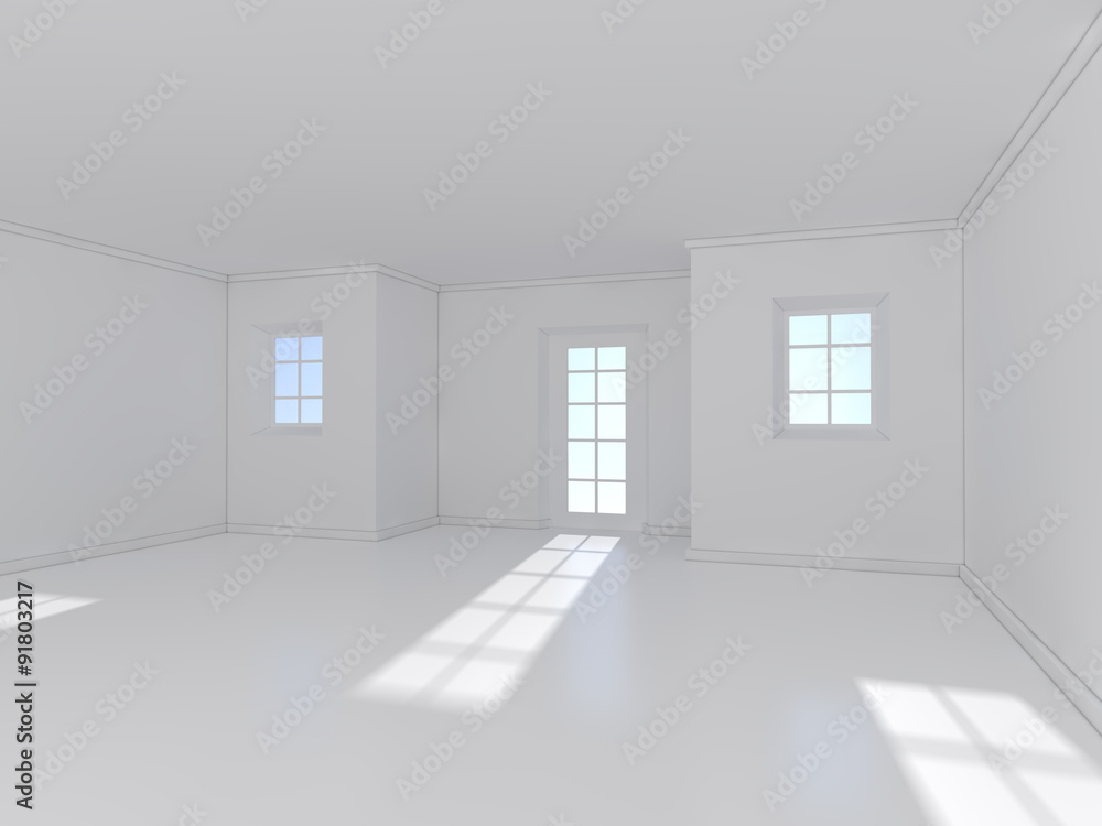 Fototapeta premium white room with window 3D rendering