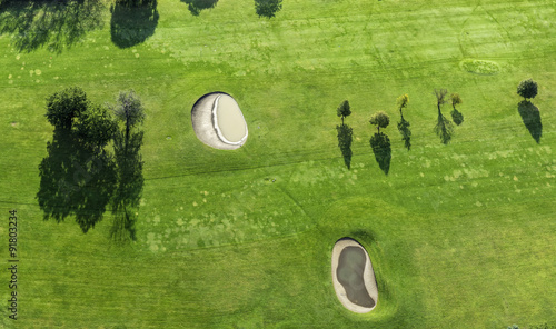 Golf course aerial view from above