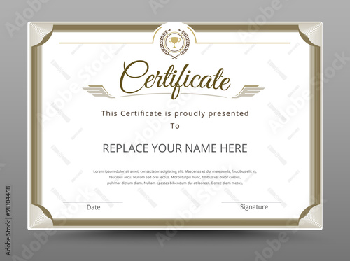 Certificate, Diploma of completion, Certificate of Achievement design template. Vector illustration