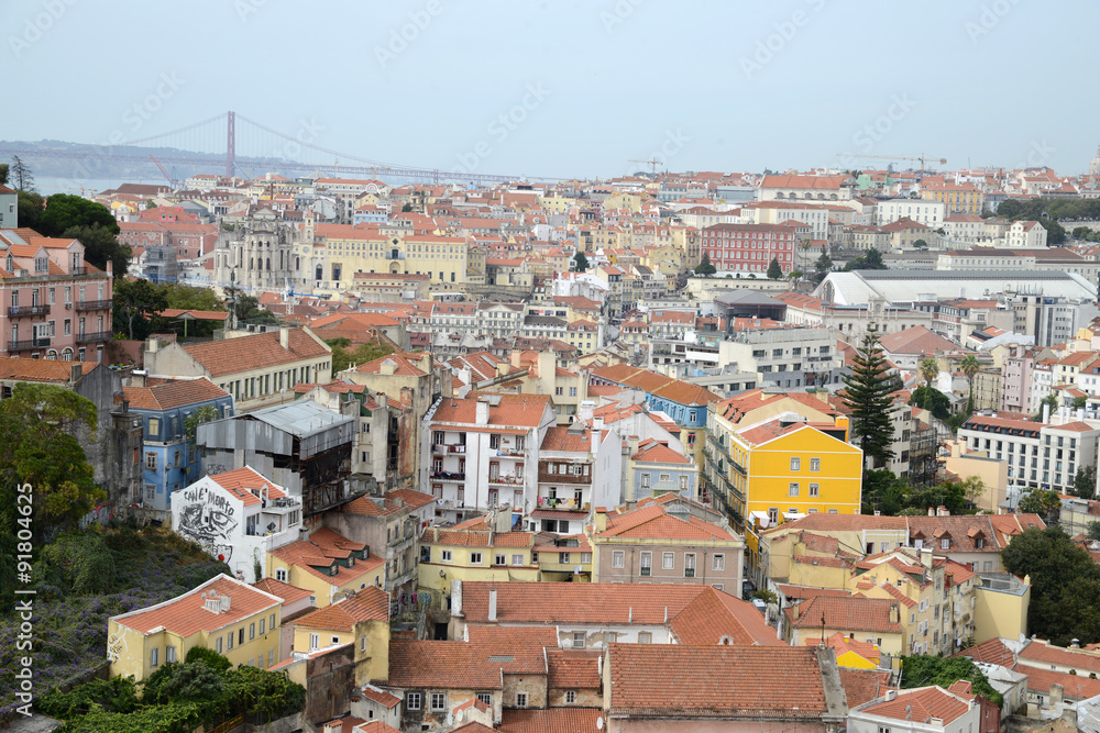 Vue générale de Lisbonne et du  pont du 25 avril