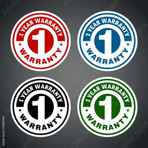 One year warranty badge. Different colors