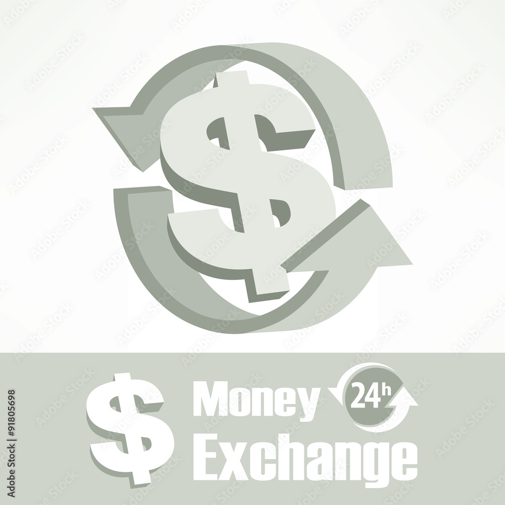 Obraz premium Dollar symbol with arrow in grey, vector illustration