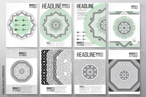 Vector templates with round ornamental vector shapes, celtic