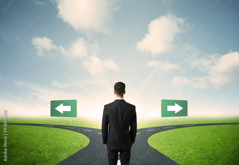Businessman in front of a choice Businessman in front of a choice