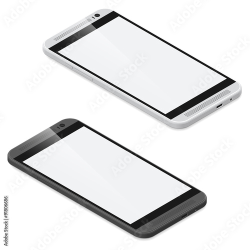 Smartphone detailed isometric icon set
