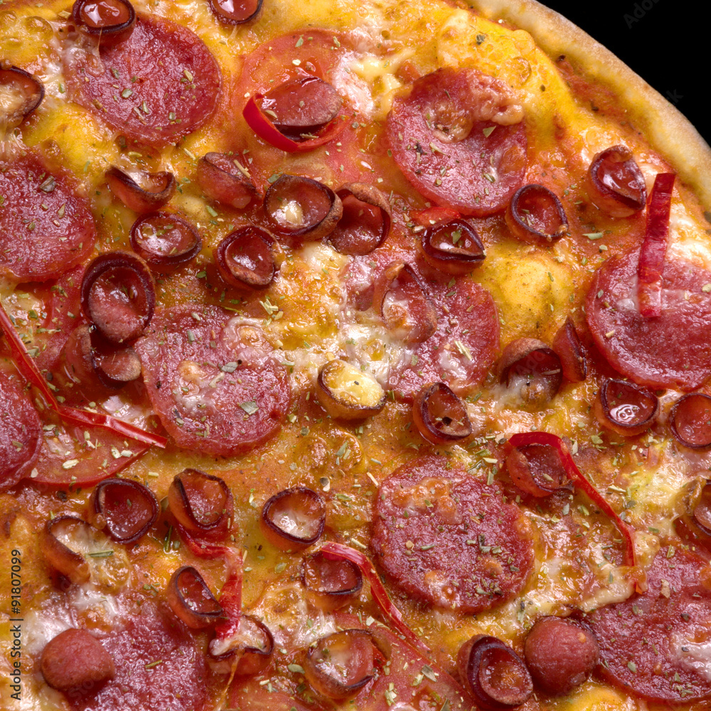 Pizza with smoked sausage Pizza with smoked sausage