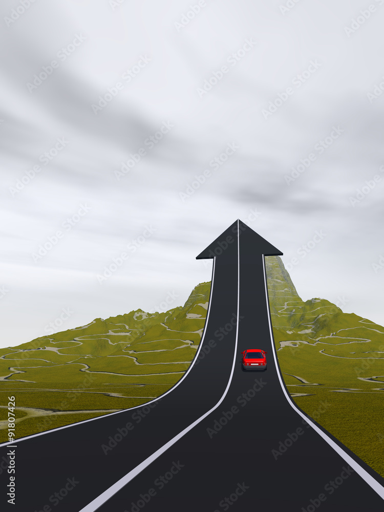 Fototapeta premium Conceptual arrow road over mountain