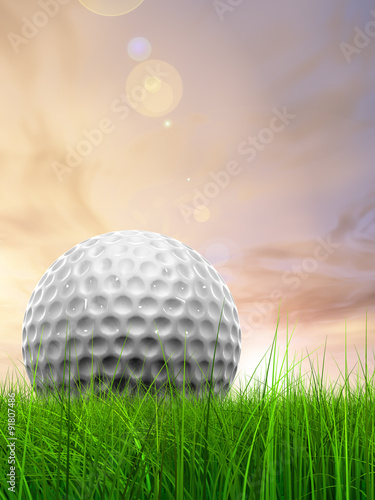 Sunset sky and a golf ball