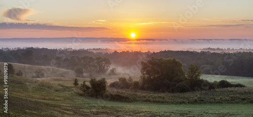 beautiful  misty morning over the valley