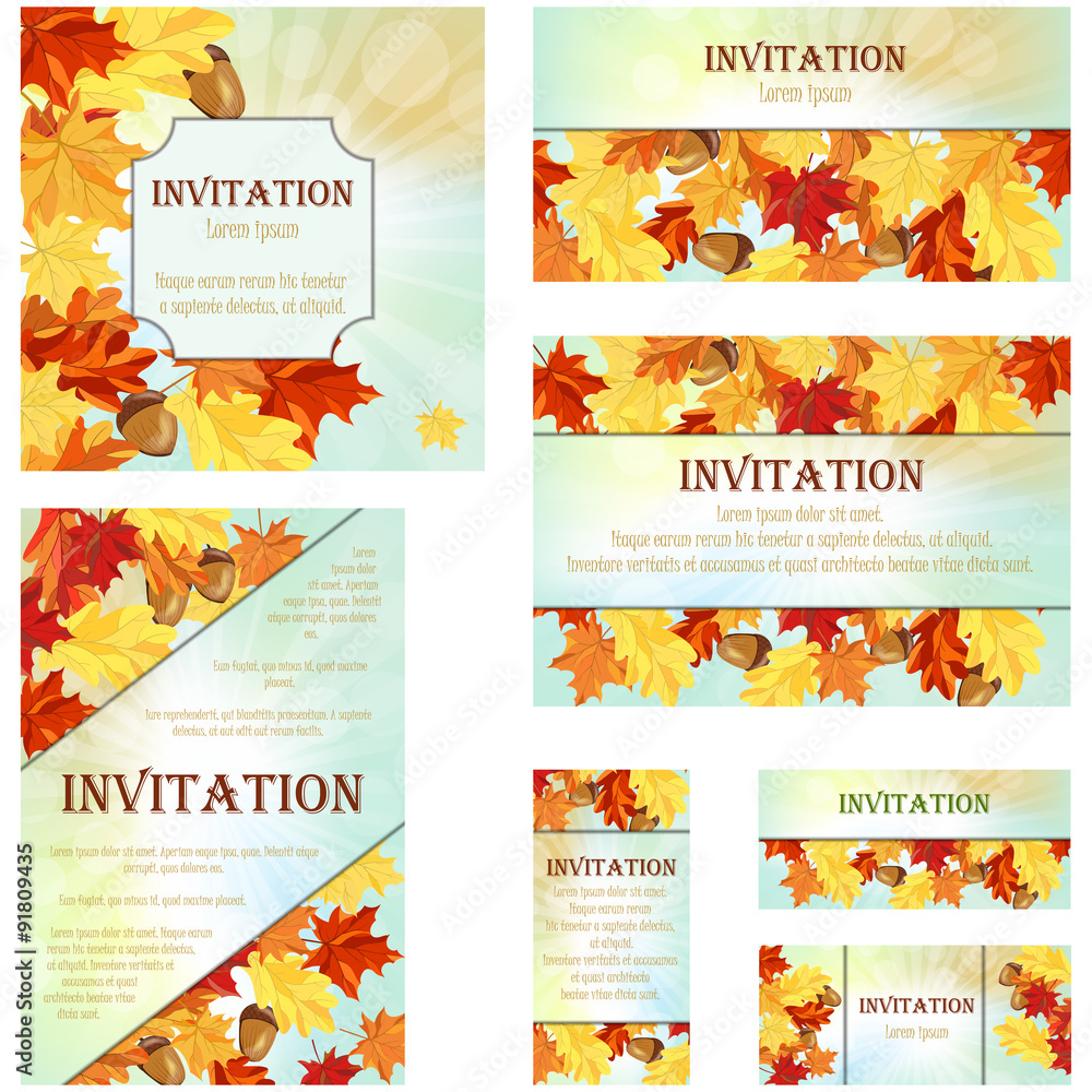 Fototapeta Set of Invitation Cards