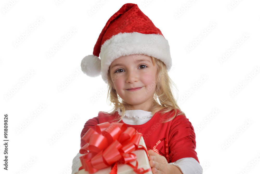 girl in santa cap girl in santa cap
