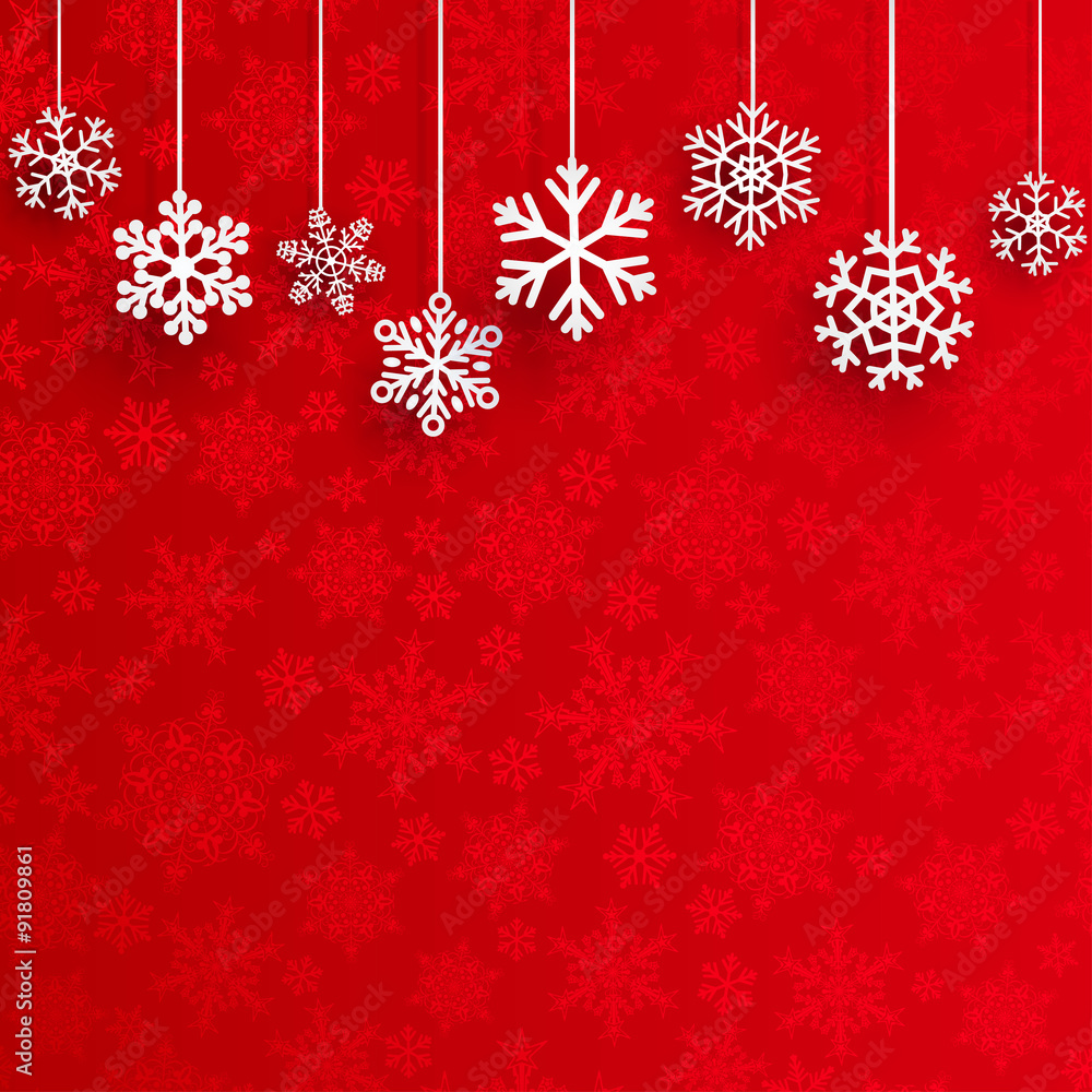 Christmas background with hanging snowflakes Christmas background with hanging snowflakes