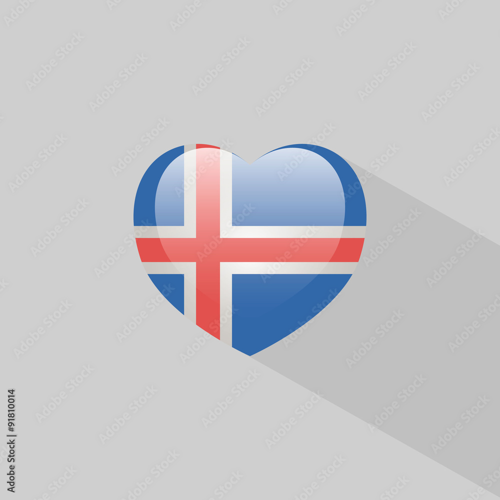 Obraz premium Love Iceland symbol with shadow