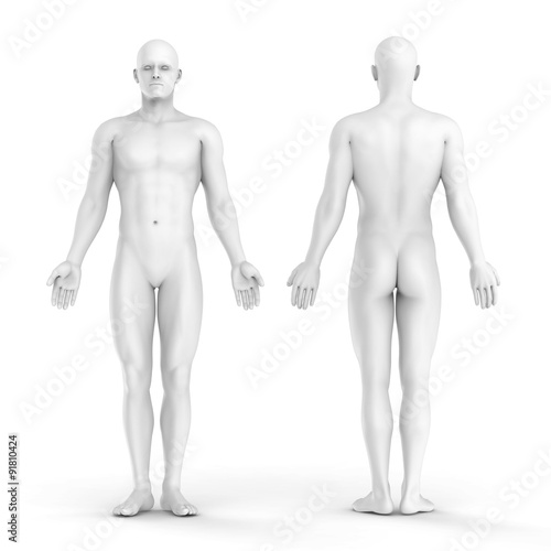 3d white man - front and back view