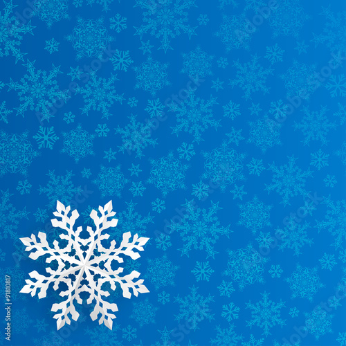 Christmas background with paper snowflake