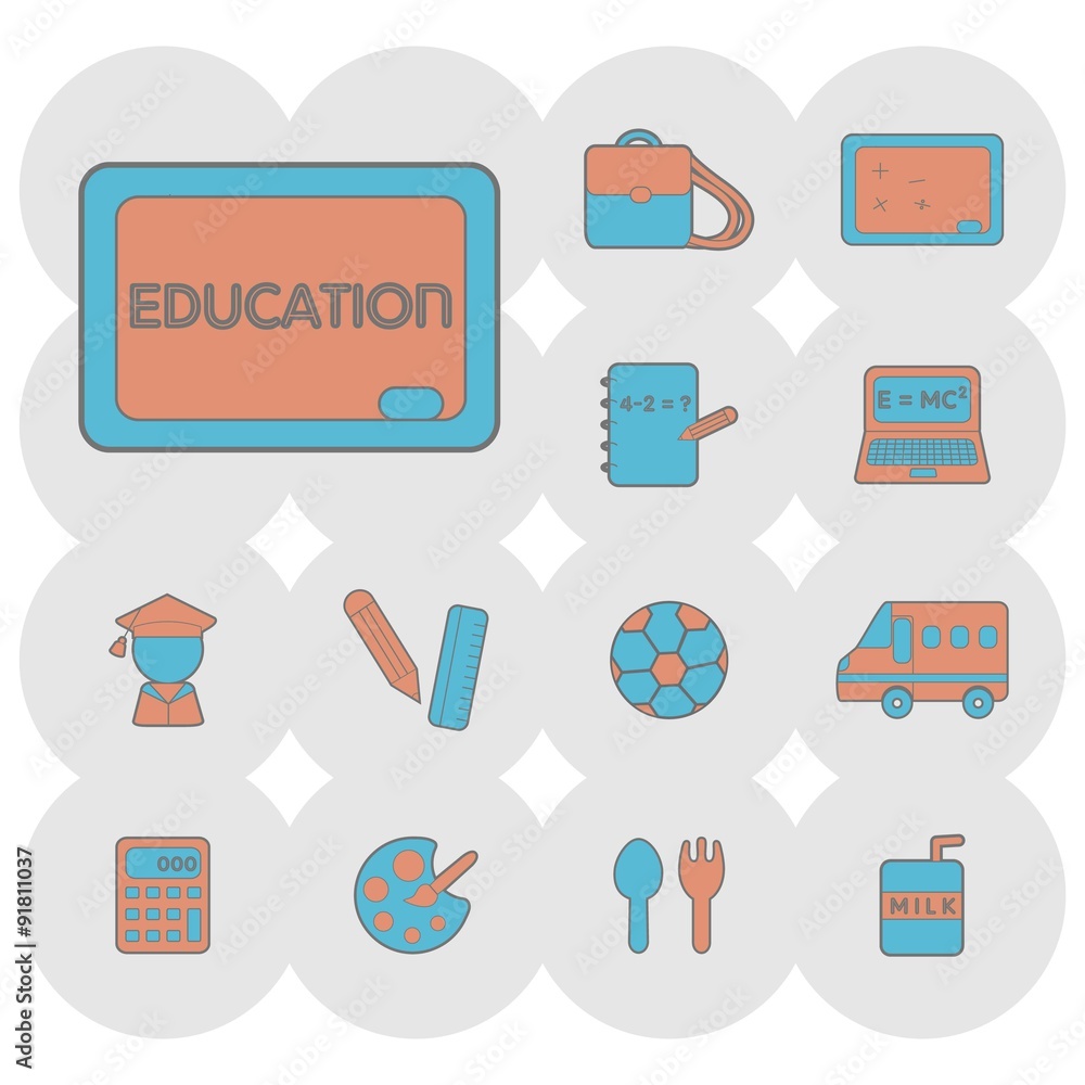 Education icons. School icons. Vector Illustration. EPS10 Education icons. School icons. Vector Illustration. EPS10
