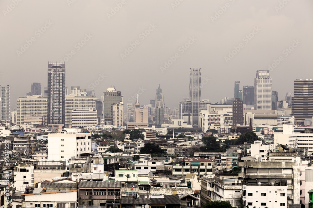 cityscape of bangkok in vintage color filter
