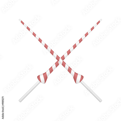 Two crossed lances in red and white design