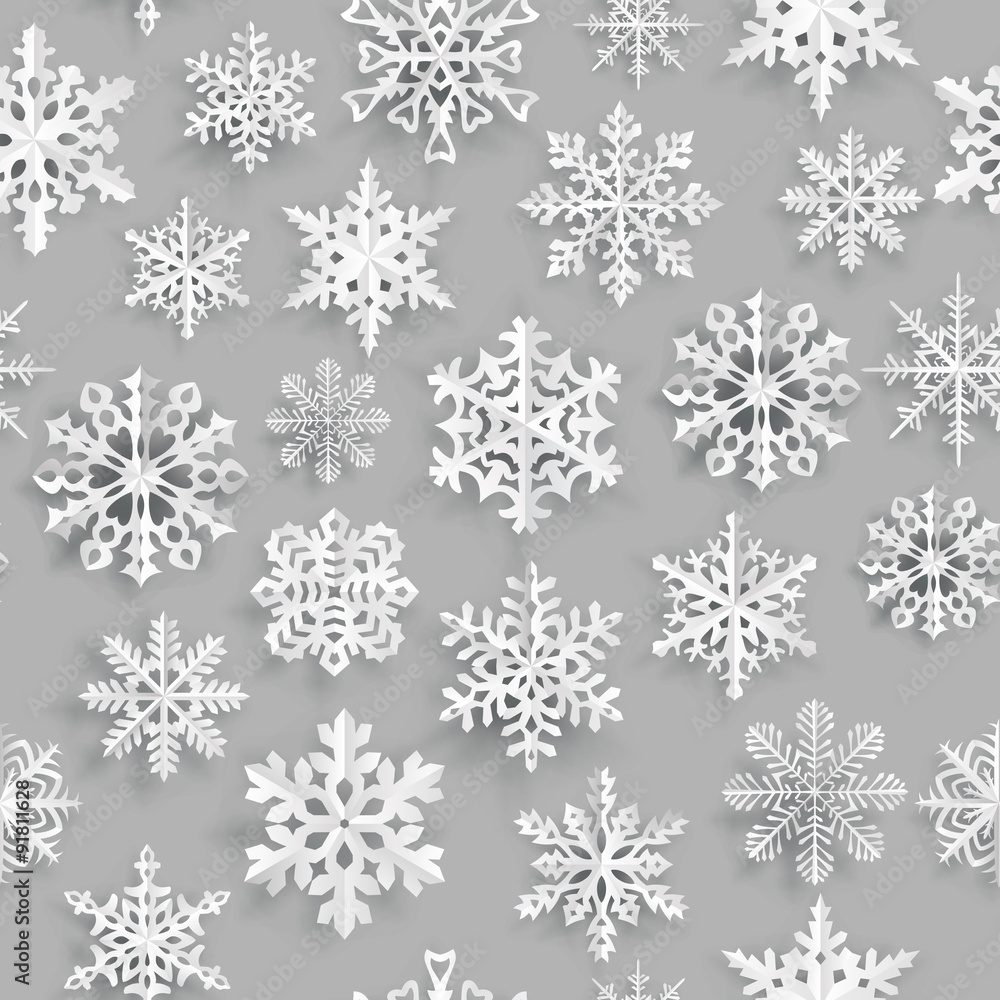 Christmas seamless pattern with paper snowflakes Christmas seamless pattern with paper snowflakes
