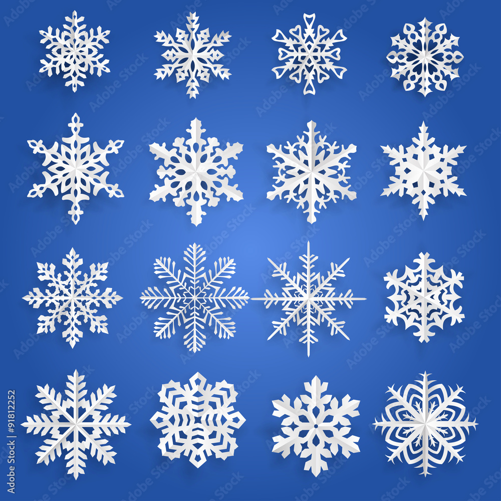 Set of paper snowflakes Set of paper snowflakes