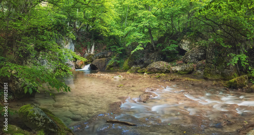 River in summer canyon. Beautiful natura summerl landscape photo