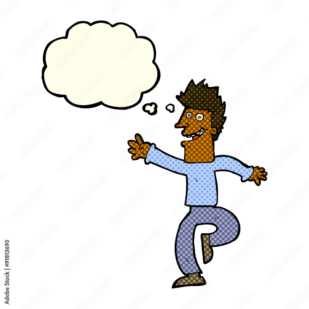 cartoon happy man with thought bubble cartoon happy man with thought bubble