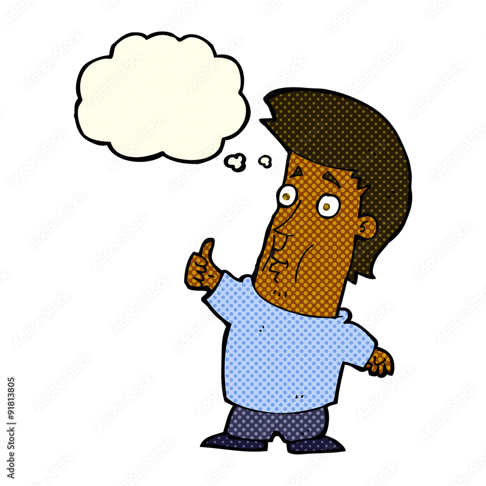 cartoon man giving thumbs up sign with thought bubble cartoon man giving thumbs up sign with thought bubble