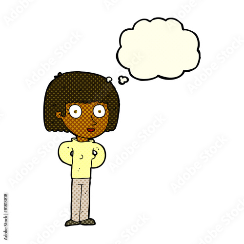 cartoon staring woman with thought bubble © lineartestpilot